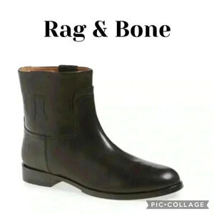Rag & Bone Holly Boot Short Pull-On Black Italian Leather Women’s EU 37.…